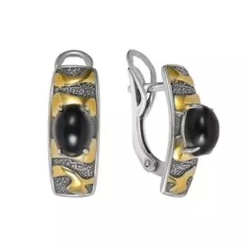 Серебряные серьги с обсидианом