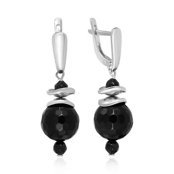 Серебряные серьги с ониксом