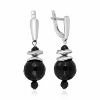Серебряные серьги с ониксом
