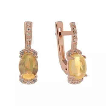 Серебряные серьги с опалами и фианитами