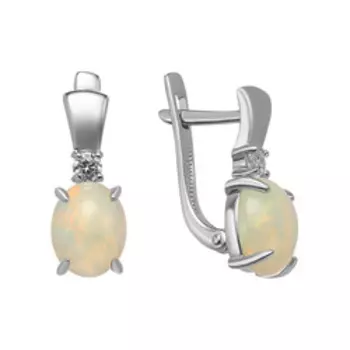 Серебряные серьги с опалами и фианитами