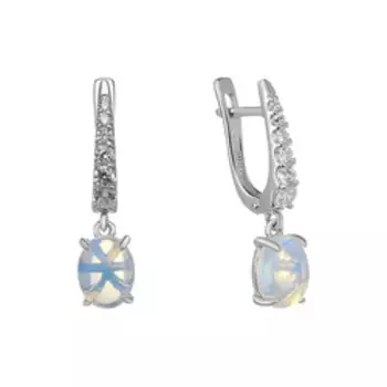 Серебряные серьги с натуральными опалами и фианитами