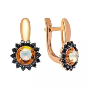 Серебряные серьги с опалами и фианитами