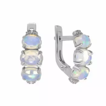 Серебряные серьги с опалами и фианитами