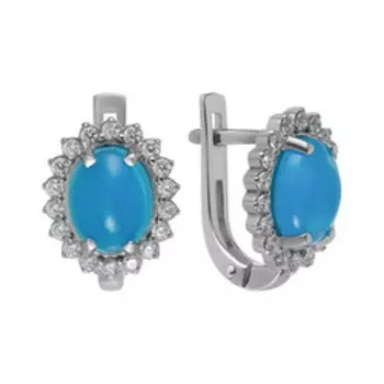 Серебряные серьги с опалами и фианитами