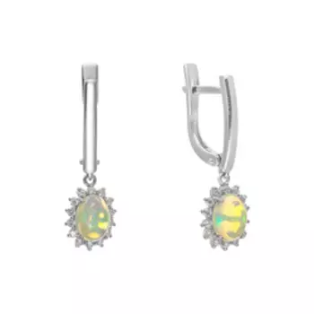 Серебряные серьги с опалами и фианитами