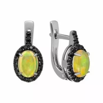Серебряные серьги с опалами и фианитами
