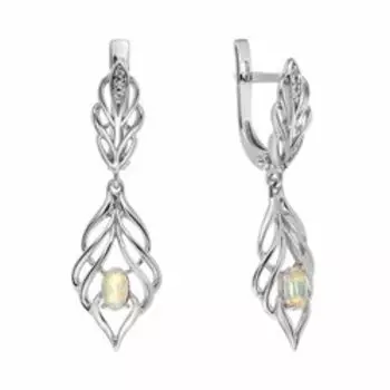 Серебряные серьги с опалами и фианитами