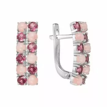 Серебряные серьги с опалами и родолитами