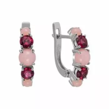 Серебряные серьги с опалами и родолитами