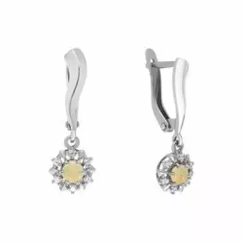 Серебряные серьги с опалом и фианитами