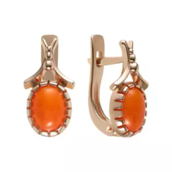 Серебряные серьги с оранжевыми кораллами