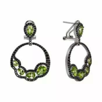 Серебряные серьги с перидотами и шпинелью