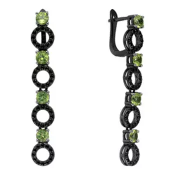 Серебряные серьги с перидотами и шпинелью