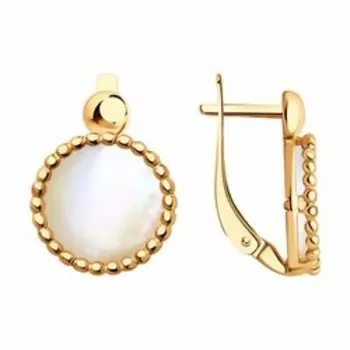 Серьги из золочёного серебра с перламутром