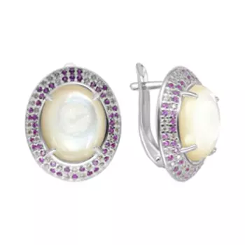 Серебряные серьги с перламутрами и фианитами
