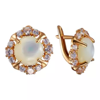 Серебряные серьги с перламутром и фианитами