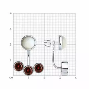 Серьги из серебра с перламутром и фианитами