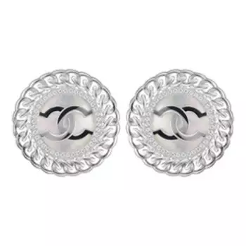 Серебряные серьги с перламутром и фианитами "Chanel"