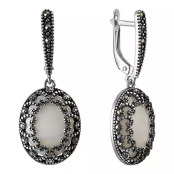 Серебряные серьги с перламутром и марказитами