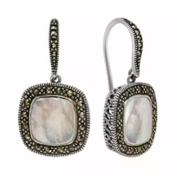 Серебряные серьги с перламутром и марказитом