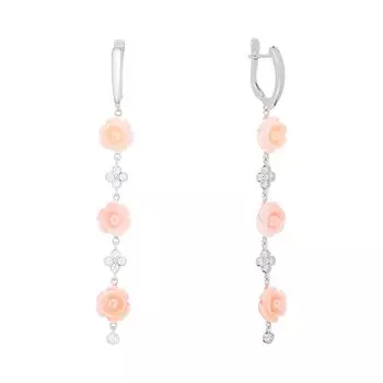 Серебряные серьги с перламутром "Роза"