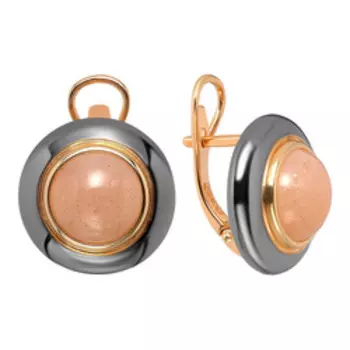 Серебряные серьги с персиковым лунным камнем