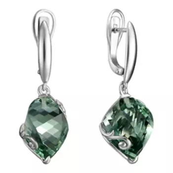 Серебряные серьги с празиолитами