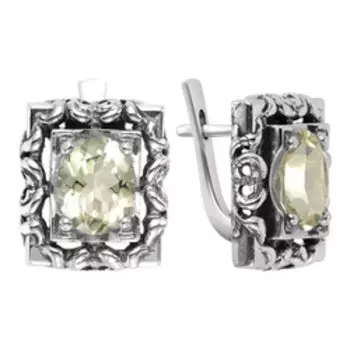 Серебряные серьги с празиолитами