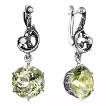 Серебряные серьги с празиолитами