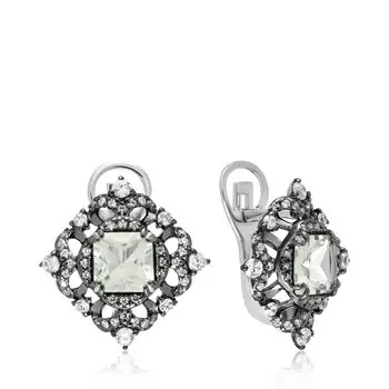 Серебряные серьги с празиолитами