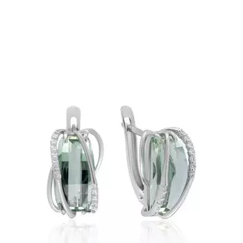 Серебряные серьги с празиолитами