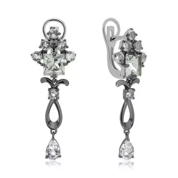 Серебряные серьги с празиолитами