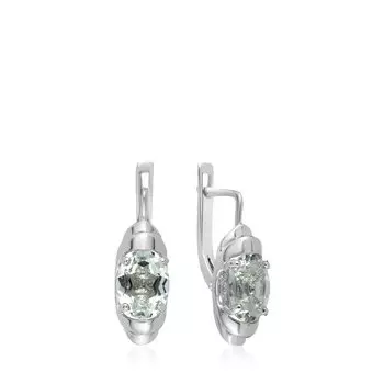 Серебряные серьги с празиолитами