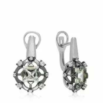 Серебряные серьги с празиолитами