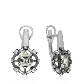 Серебряные серьги с празиолитами