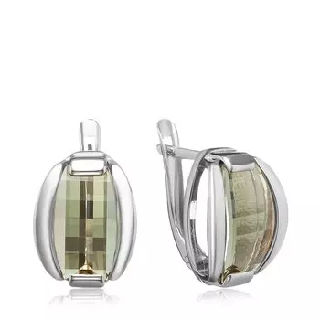 Серебряные серьги с празиолитами