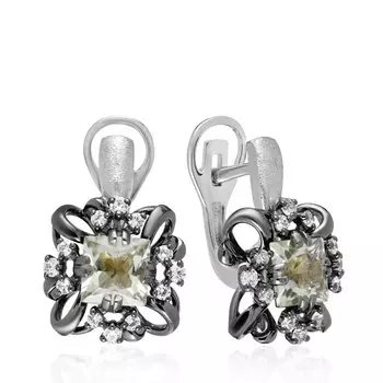 Серебряные серьги с празиолитами