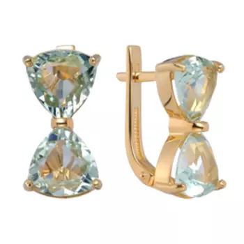 Серебряные серьги с празиолитами "Банты"