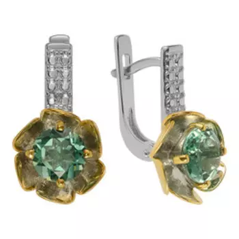 Серебряные серьги с празиолитами "Цветы"