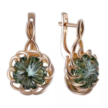 Серебряные серьги с празиолитами "Цветы"