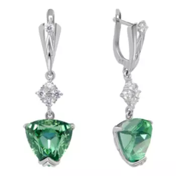 Серебряные серьги с празиолитами и фианитами