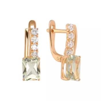 Серебряные серьги с празиолитами и фианитами