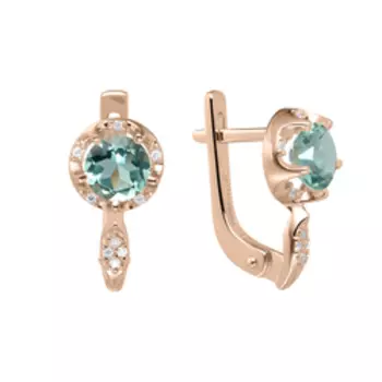 Серебряные серьги с празиолитами и фианитами