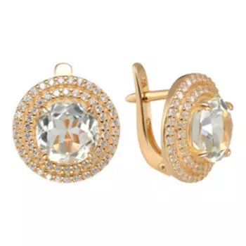 Серебряные серьги с празиолитами и фианитами