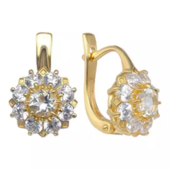 Серебряные серьги с празиолитами и фианитами