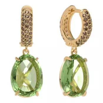 Серебряные серьги с празиолитами и фианитами