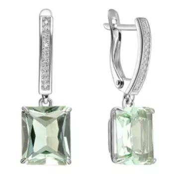 Серебряные серьги с празиолитами и фианитами