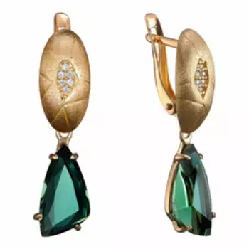 Серебряные серьги с празиолитами и фианитами