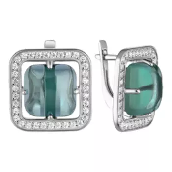 Серебряные серьги с празиолитами и фианитами